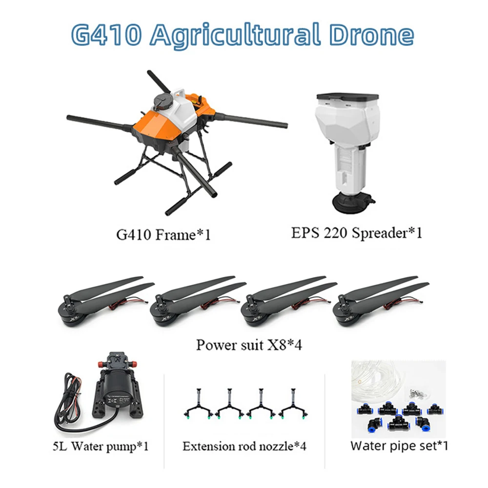 

Agriculture Drone EFT G410 4 Axis Aircraft 10L 10KG Agricultural Sprayer Nozzle Foldable Propeller Hobbywing Motor X8