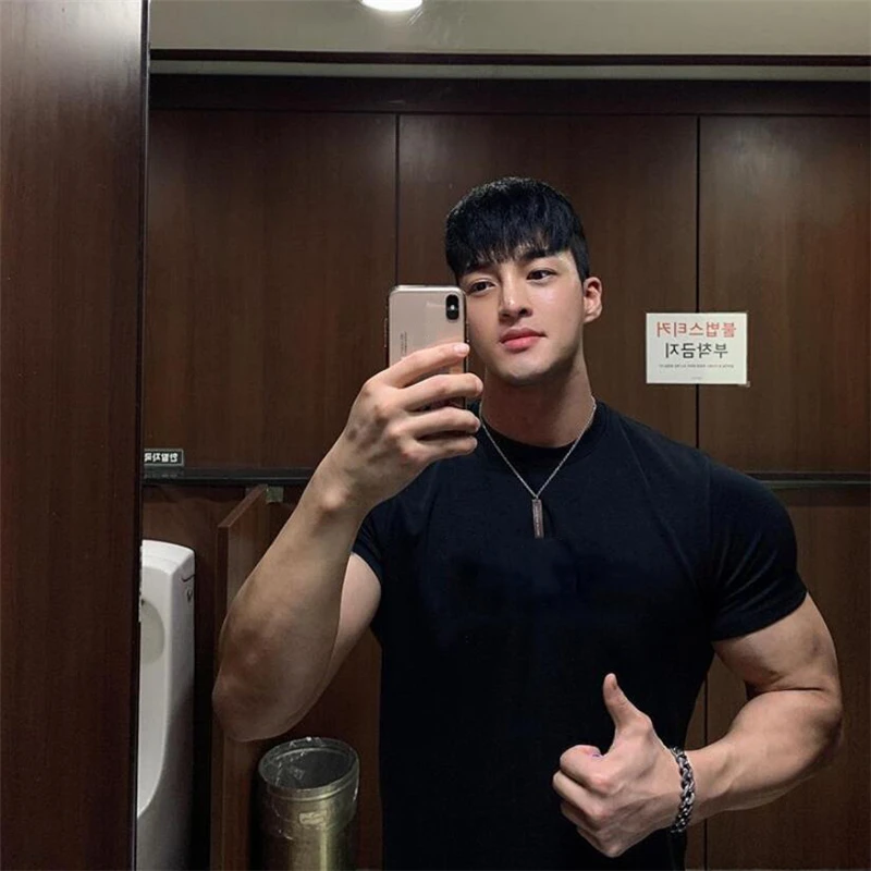 Футболка мужская для бега хлопковая Спортивная тенниска с коротким рукавом