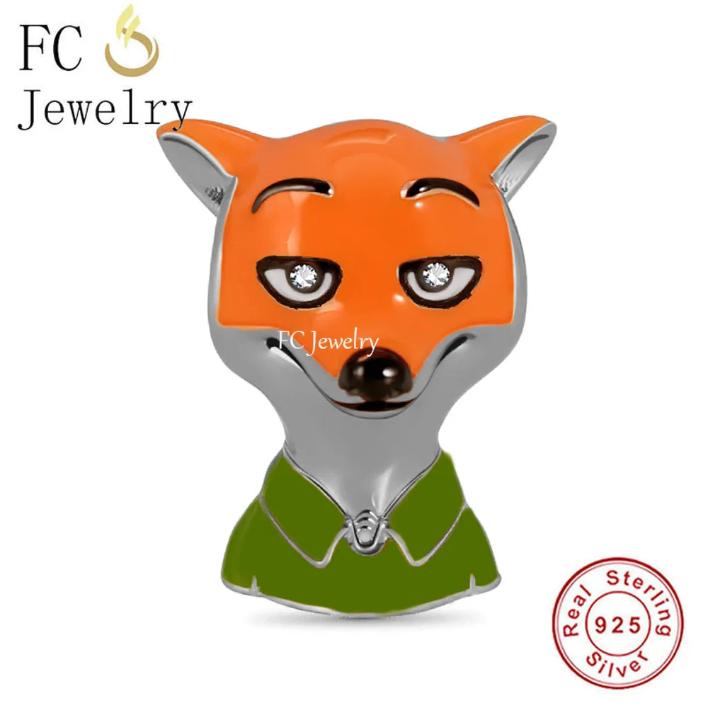

FC Jewelry Fit Original Pan Charms Bracelet 925 Stegling Silver Orange Enamel Cunning Fox Bead For Making Women Berloque 2022