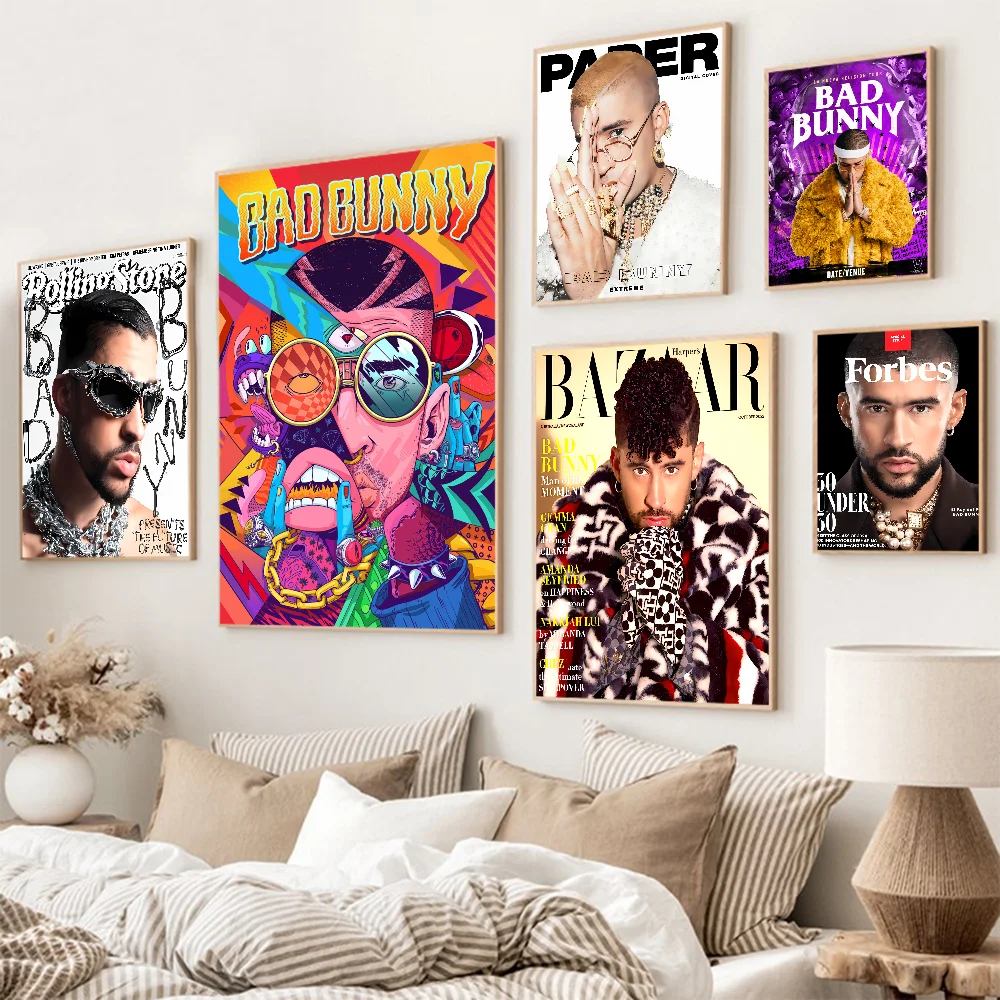 Pop Hip Hop Rapper B-Bad B-Bunny Good Quality Prints And Posters HD Poster Wall Art Painting Study Home Decor