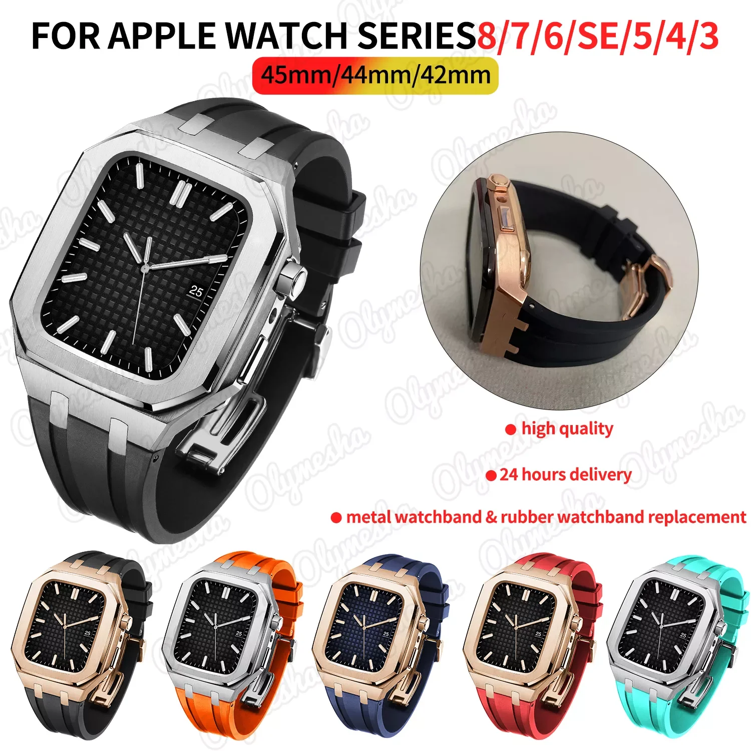 

Ремешок из нержавеющей стали для наручных часов, 45 мм 44 мм 42 мм 41 мм 40 мм, набор металлических браслетов для iWatch Serie8 7 6 SE 5 4 3 2