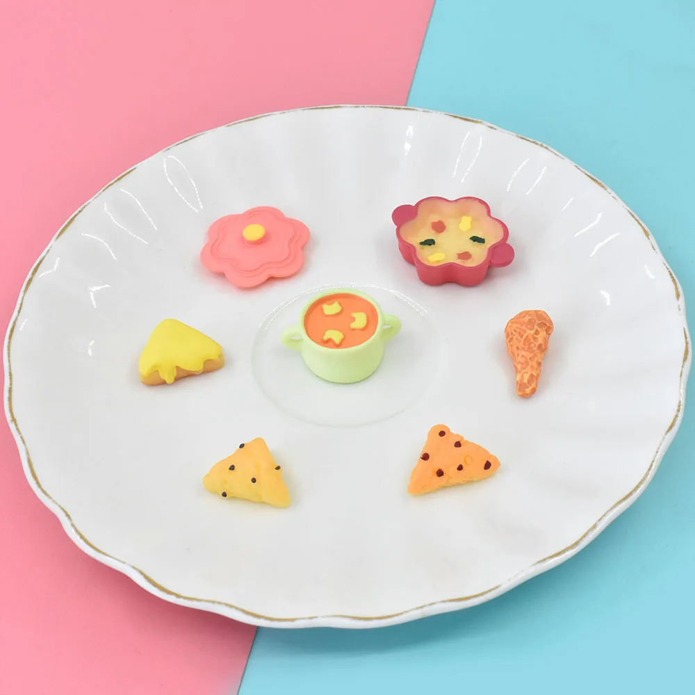 

10pcs Resin Mini Fake Food Toy Decoration Miniatures Dollhouse Flatback Embellishments Material Scrapbook Jewelry DIY Cabochon