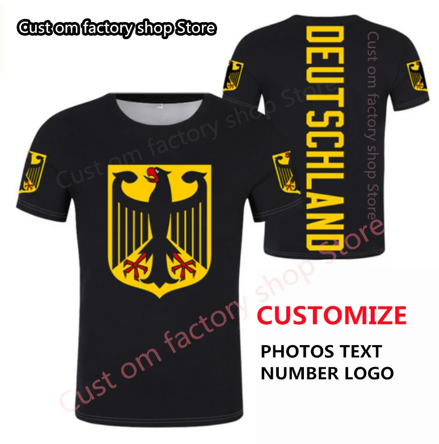 

Germany Deutschland German Flag Crest Eagle Men's Crew Collar T Shirt Fashion Female Tee Custom White Jersey