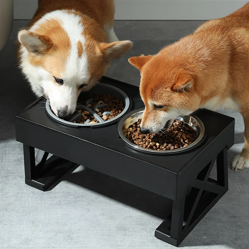 

Dog Feeding Feeders Double With Adjustable For Pet Lift Elevated Slow Height Cat Bowls Stand Food Dog Water Bowl Bowl Table Food