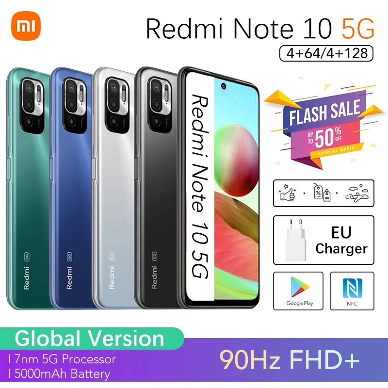 Najtaniej Xiaomi Redmi Note 10 5G NFC 4GB 64GB 128GB Wersja Globalna Smartphone Dimensity 700 90Hz 6.5