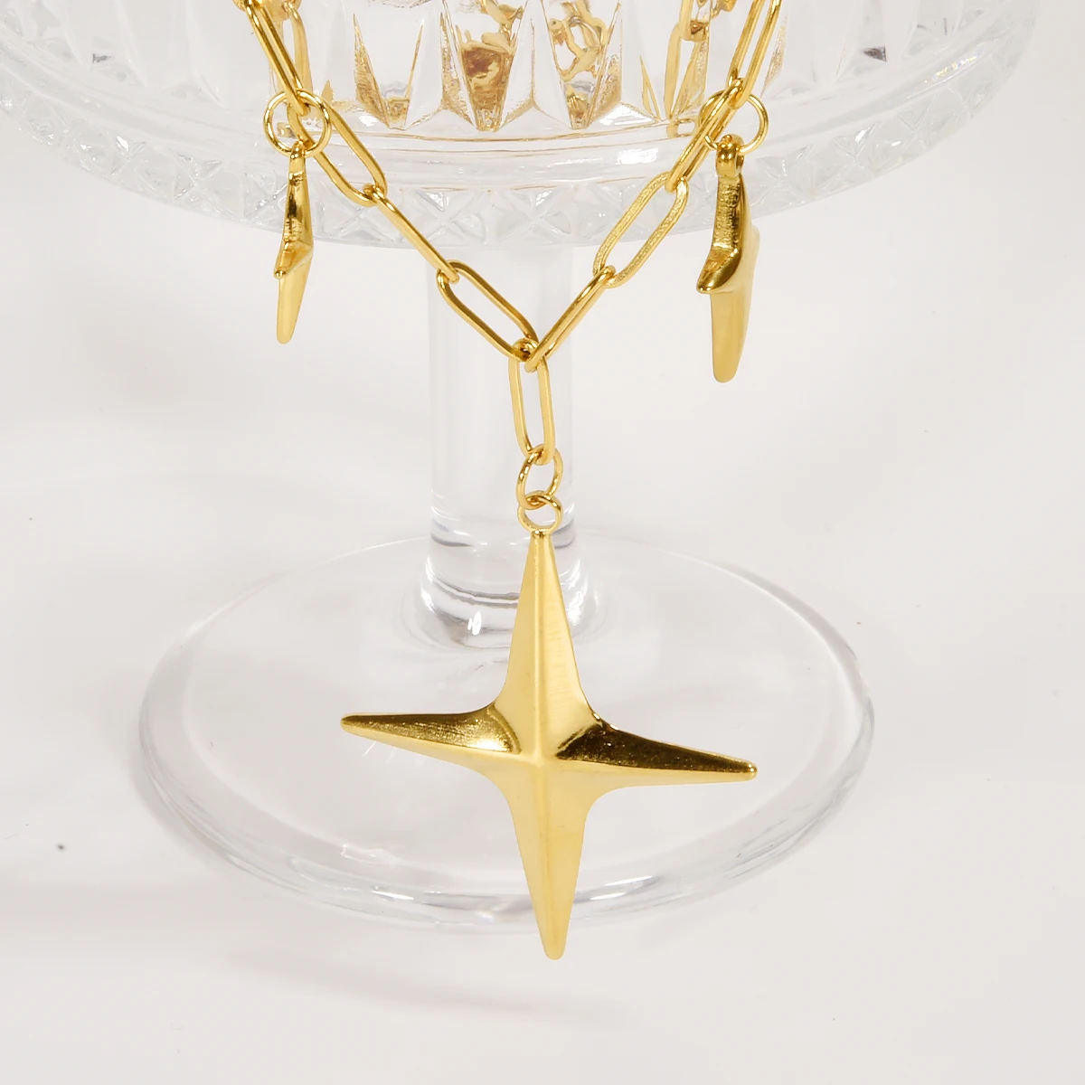 1 шт. ожерелье из нержавеющей стали с двойными блестящими звездами колье