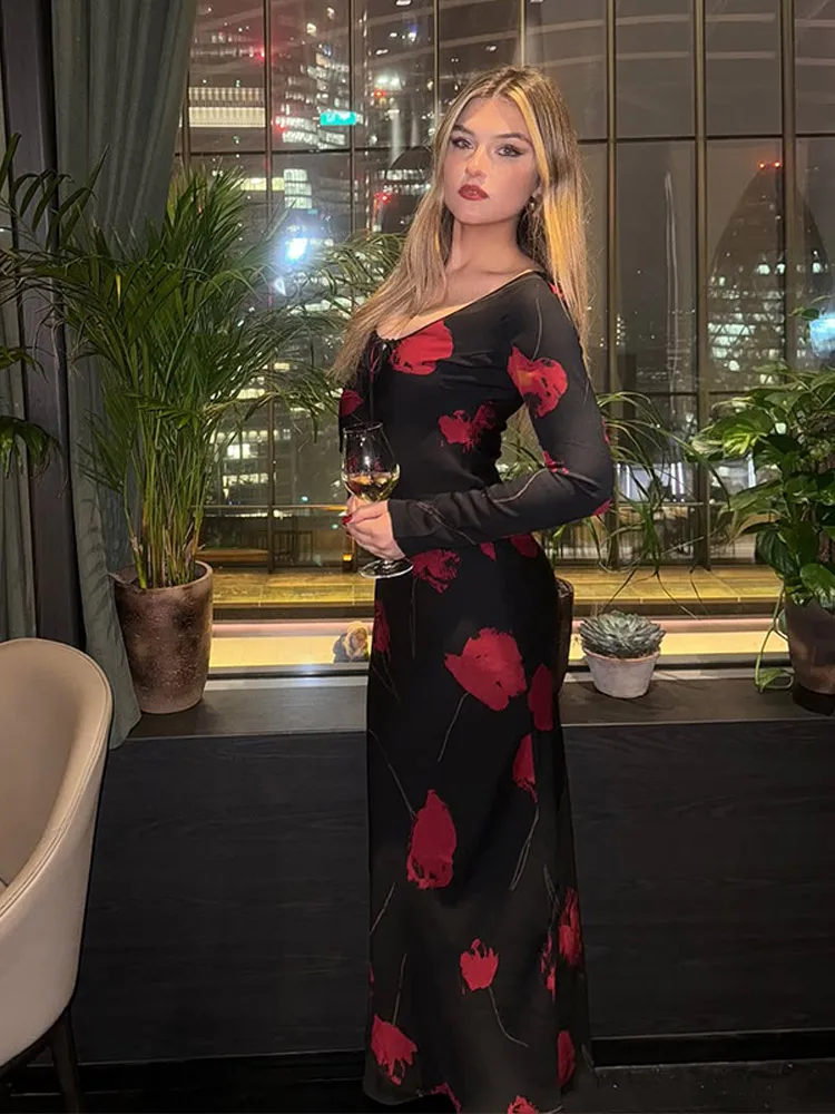 Сексуальное женское платье макси с глубоким v-образным вырезом и леопардовым