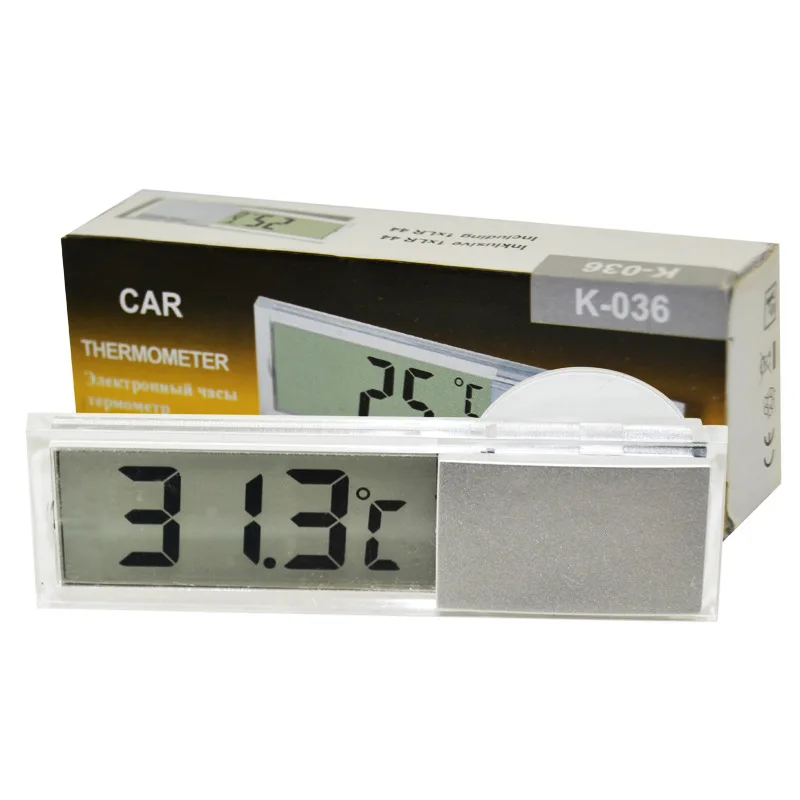 

New Hot Sale Automobile Car Thermometer Sucker Type Thermometer Transparent LCD Digital 10 Button Cell Hygrometer