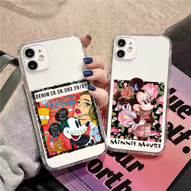 

Disney Mickey Minnie Mouse For iPhone 13 12 11 Pro 12 13 Mini X XR XS Max 6 6S 7 8 Plus SE2020 Clear Phone Case Carcasa TPU