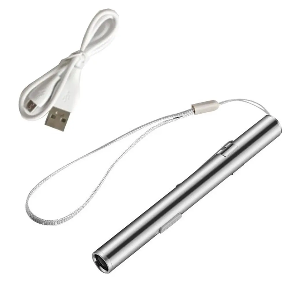 

Strong Light Flashlight Mini Led Moon Light USB Charging Interface Portable Long-range Flashlight Stainless Steel Pen Clip