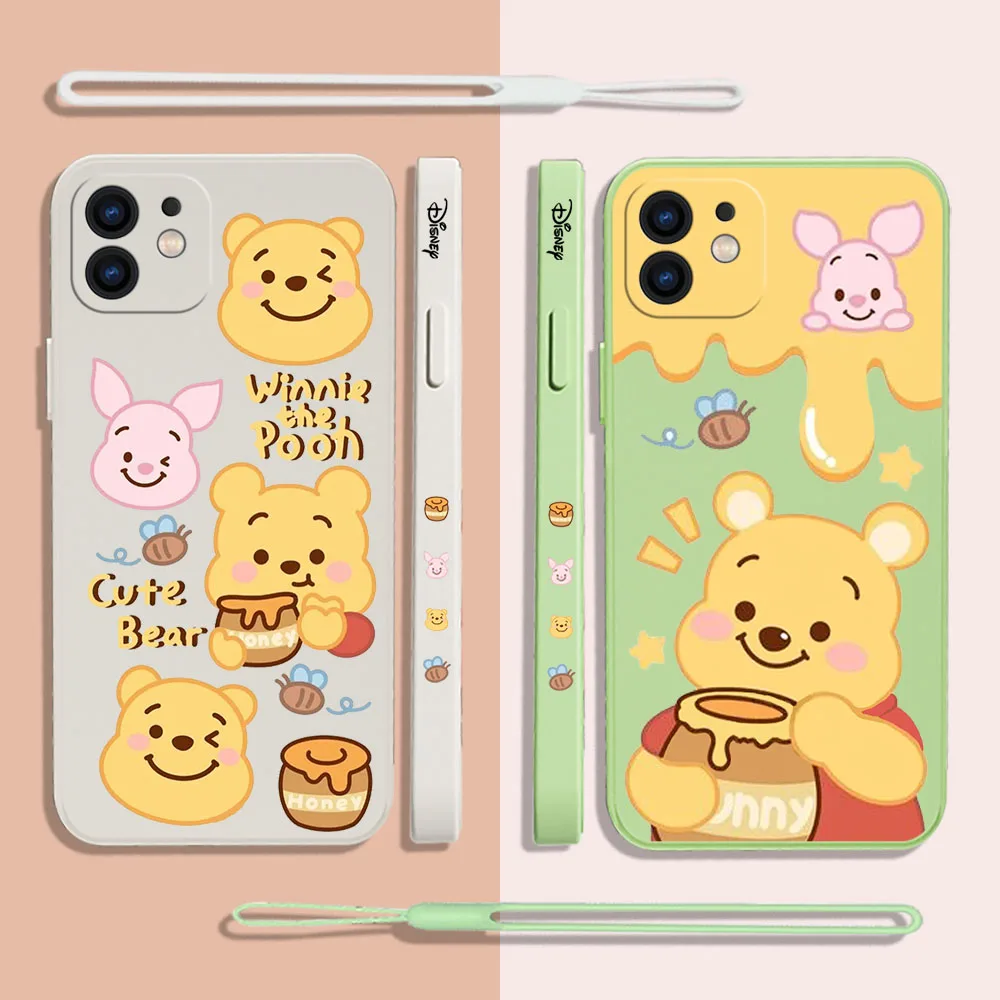 

Disney Cute Winnie the Pooh Phone Case For Xiaomi Redmi Note 12 10 10S 9 Pro Plus 10C 9A 9C K40 K50 K60 4G 5G With Hand Strap