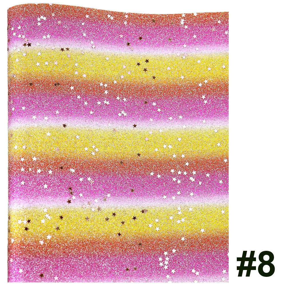 30 см x 134 рулон Радуга со звездами тонкая блестящая ткань искусственная кожа для