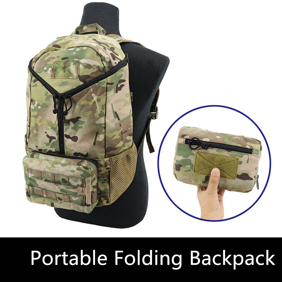 

【Sun Snow】Portable Foldable Backpack Hand Roll Up Bag Simple Backpack