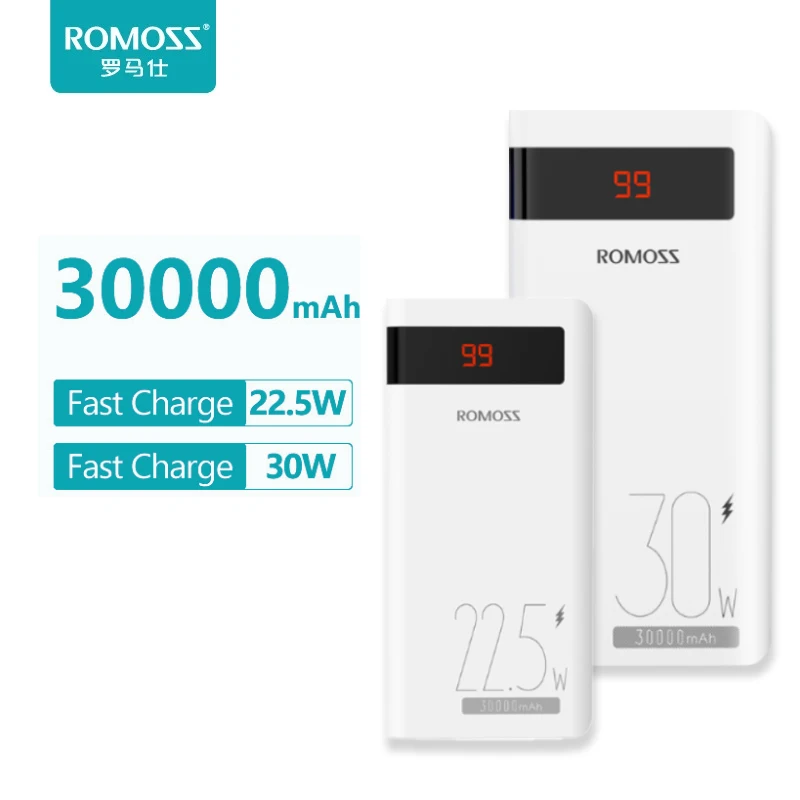 

Romoss Power Bank 30000mAh 30W 22.5W PD Fast Charge External Battery Portable Charger 30000 mAh Powerbank For Xiaomi 13 iPhone14