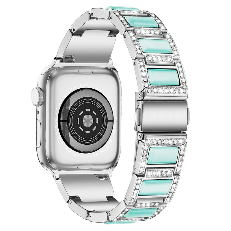 For Apple Watch Metal Gemstone Strap Wristband with Diamonds for Apple Watch Series 7 6 5 45mm  44mm 41mm 40mm Accessories