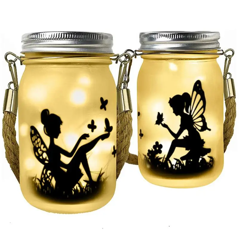 

Solar Mason Jar Lights Set Of 2 Waterproof Solar Lanterns Garden Lights Hanging Lights For Outside Wedding Christmas Table And