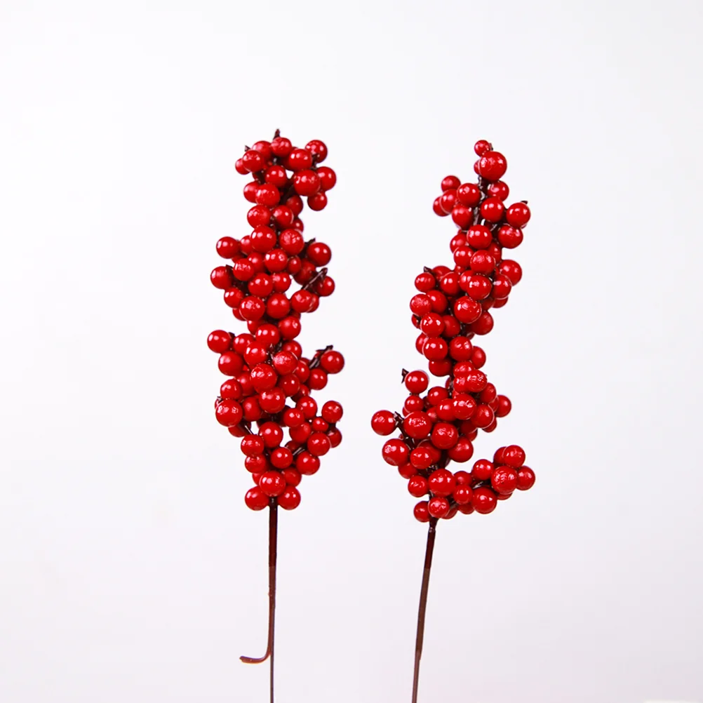 

6pcs Christmas Tree Picks Artificial Holly Stems Christmas Table Centerpieces Berry Branches Red Berries