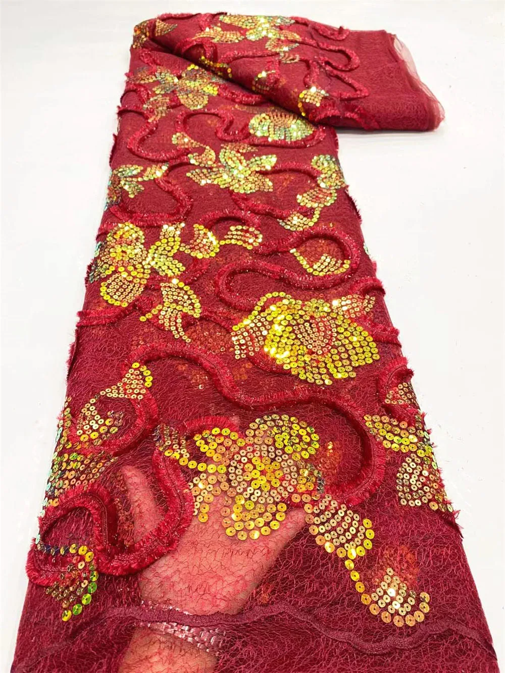 Ткань-сетка с блестками и вышивкой 5 ярдов |