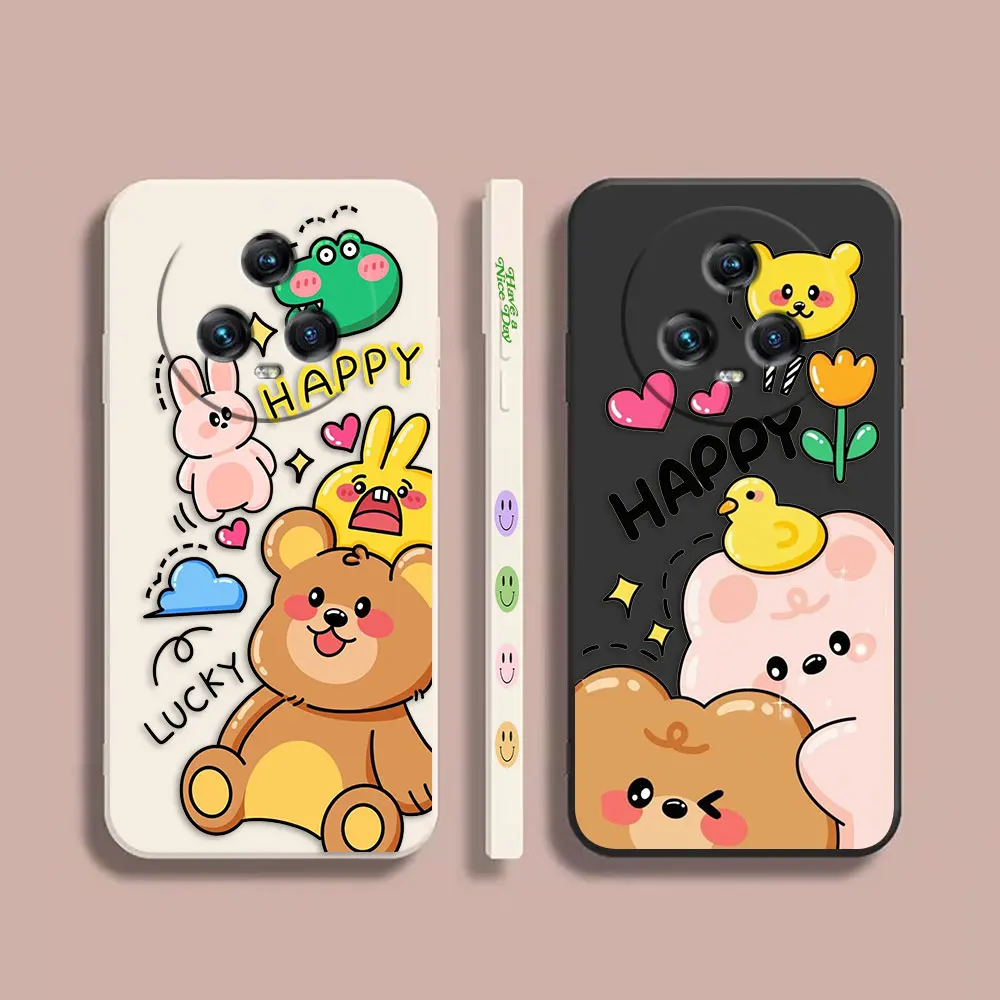 

Case For Honor MAGIC 3 4 5 Note V20 V30 V40 X30 X40 PLAT 5 5T PRO MAX 5G Simple Liquid Silicone Case Cute Panda Rabbit