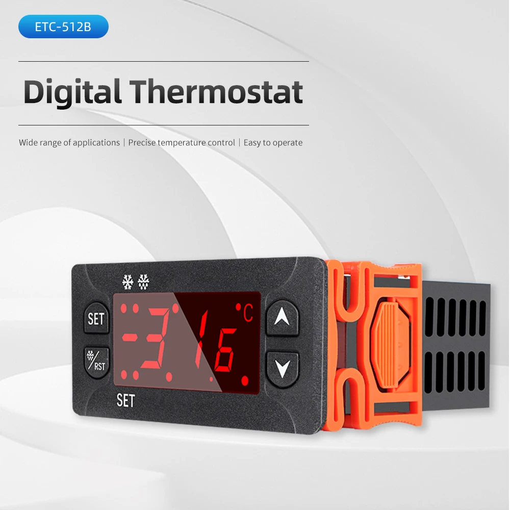 

New Digital Temperature Controller Thermostat AC 110V 220V DC12-24V Thermoregulator incubator Relay LED Heating Cooling ETC-512B