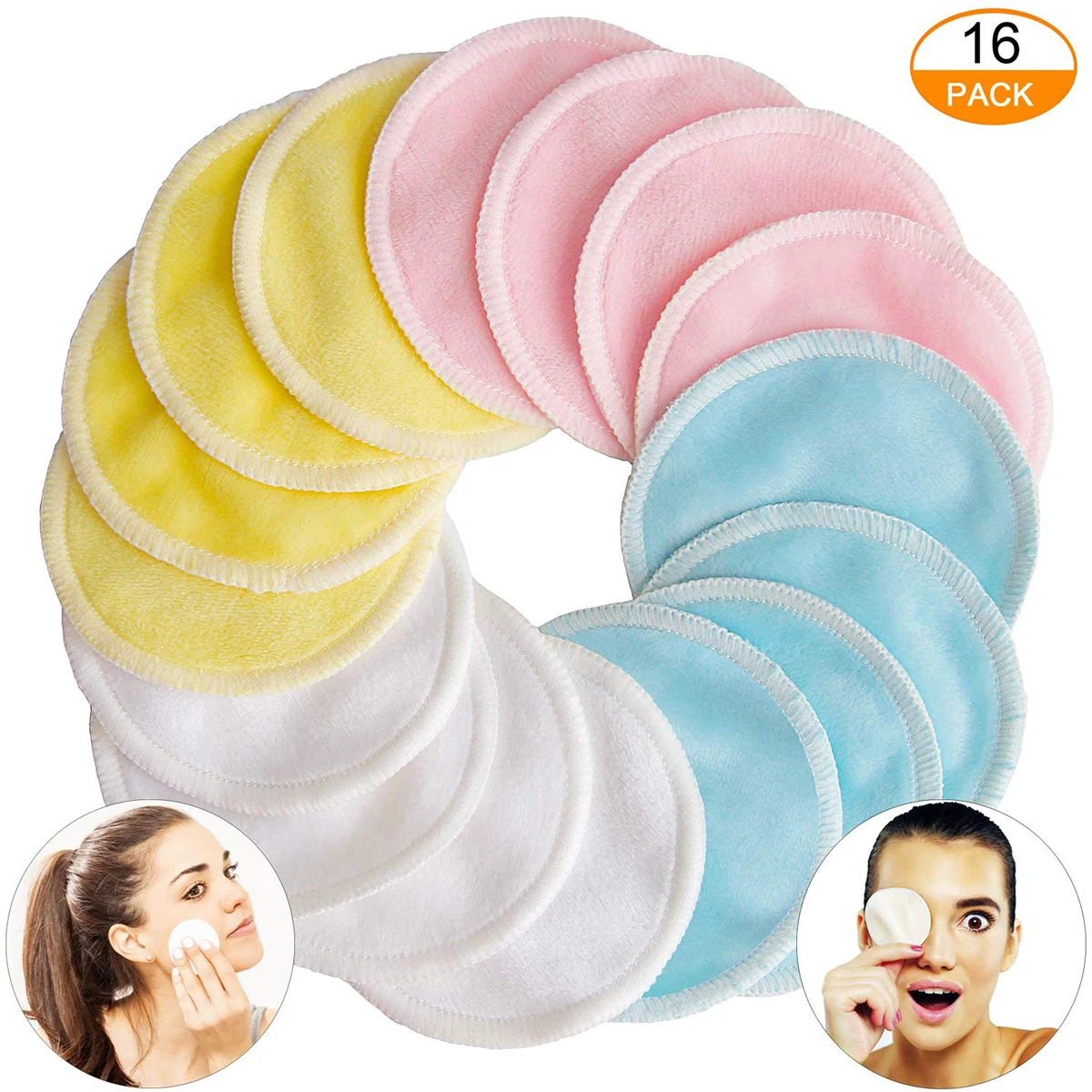 

Natural Cotton Pads Washable Reusable Face Makeup Remover Pads with Mesh Carry Bag