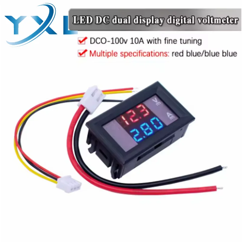 Цифровой вольтметр постоянного тока 0-100 В 10 А амперметр двойной дисплей детектор