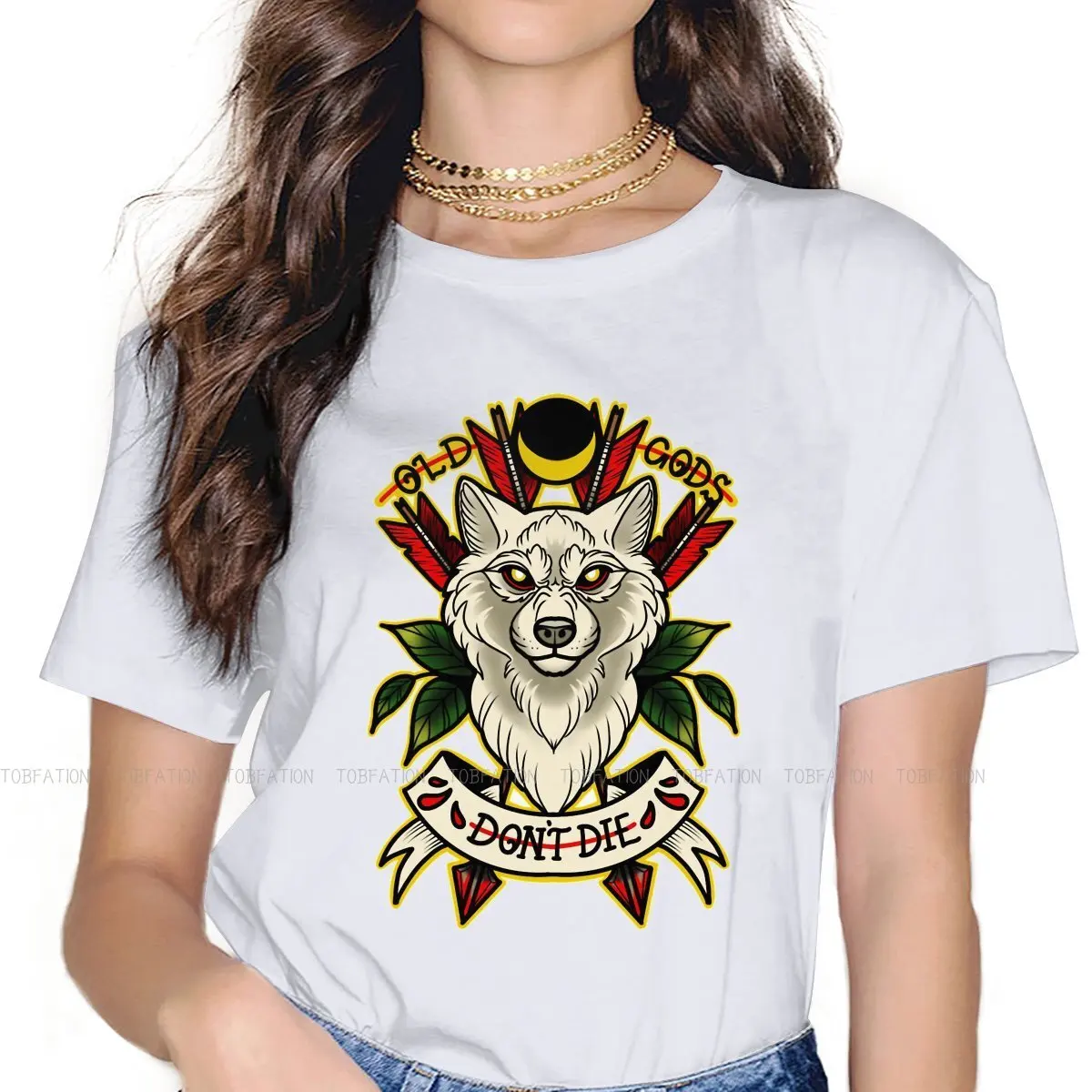 

Old Gods Women Clothing Princess Mononoke Anime Graphic Female Tshirts Vintage Grunge Loose Tops Tee Kawaii Girls Streetwear