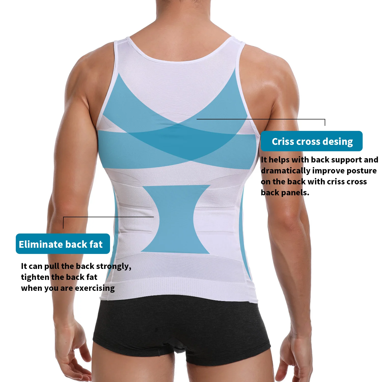 Be-In-Shape Men Slimming Body Shaper Waist Trainer Vest Tummy Control Posture Shirt Back Correction Abdomen Tank Top Shaperwear