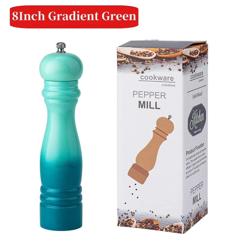 

Деревянная Ручная мельница для соли и перца, набор мельницы для специй, шейкер градиентного цвета с сильной регулируемой Керамической мельницей 6/8 дюймов