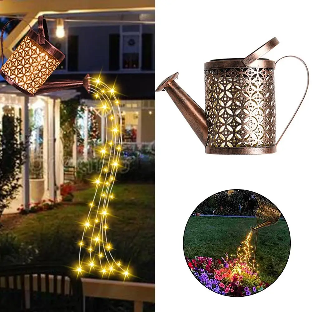 

Solar Powered Watering Can Sprinkles Fairy Waterproof Shower Art LED Light Lantern No Bracket For Garden Lawn Courtyard Decor