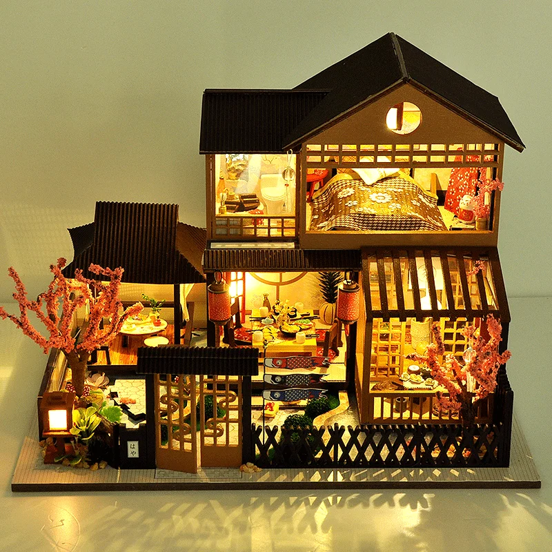 cutebee kids toys dollhouse with furniture assemble wooden miniature doll house diy dollhouse puzzle toys for children tb23 free global shipping