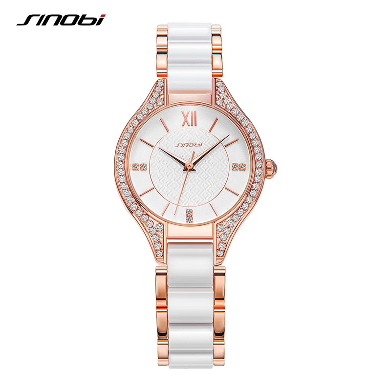 

SINOBI Diamond Fashion Women Watches Top Luxury Woman's Quartz Wristwatches Ladies Clock Beauty Girl Gift Watch Relogio Feminino