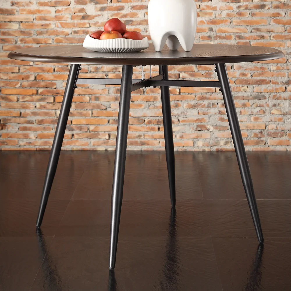 

Jameson 42" Round Oak Top Two-Tone Wood Dining Table, Black Legs Bar Table for Home