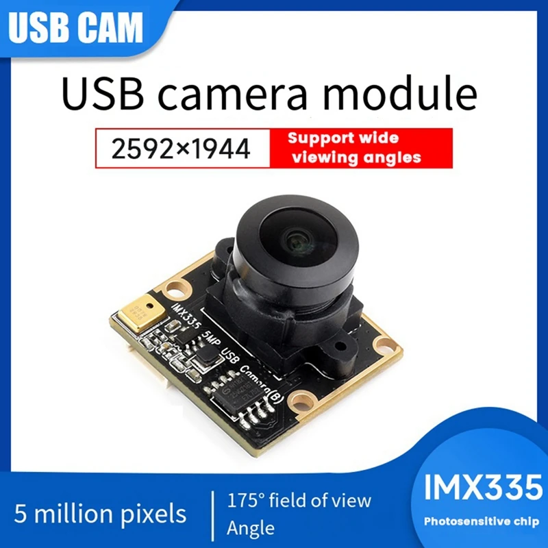 IMX335 USB-модуль камеры 5MP 2K Запись видео 175 ° Широкоугольный 2592X1944 для Raspberry Pi 5 Jetson Orin