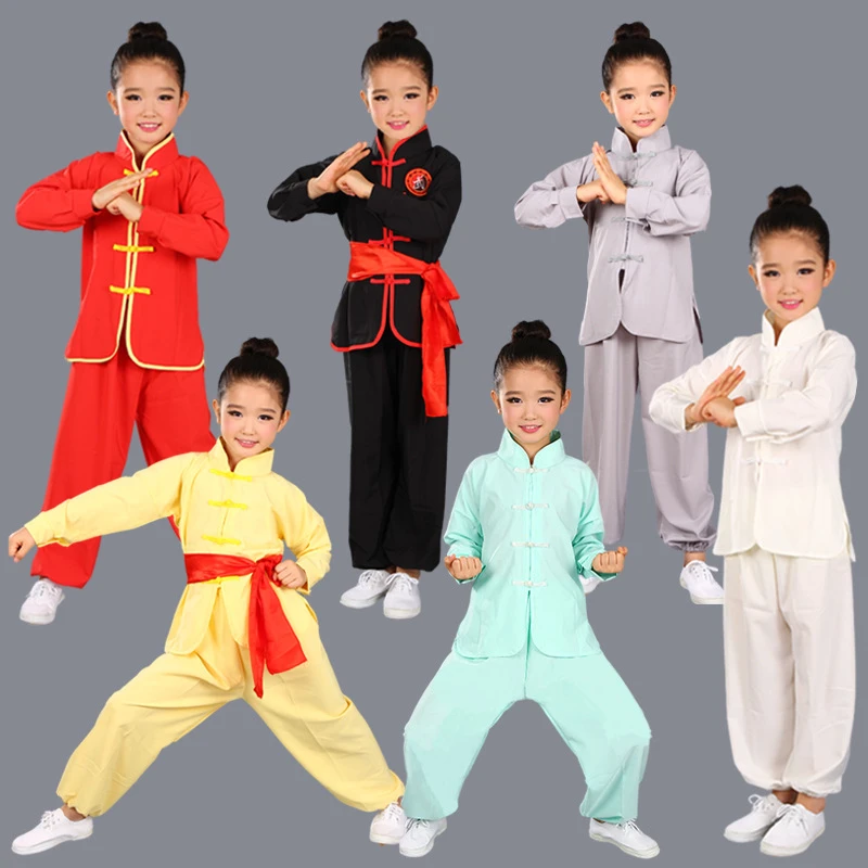 

Traditional Chinese Clothing Children Wushu Costume 2022 New Youth Long Sleeve Suit Tai Chi Students Kung Fu Performance Unisex