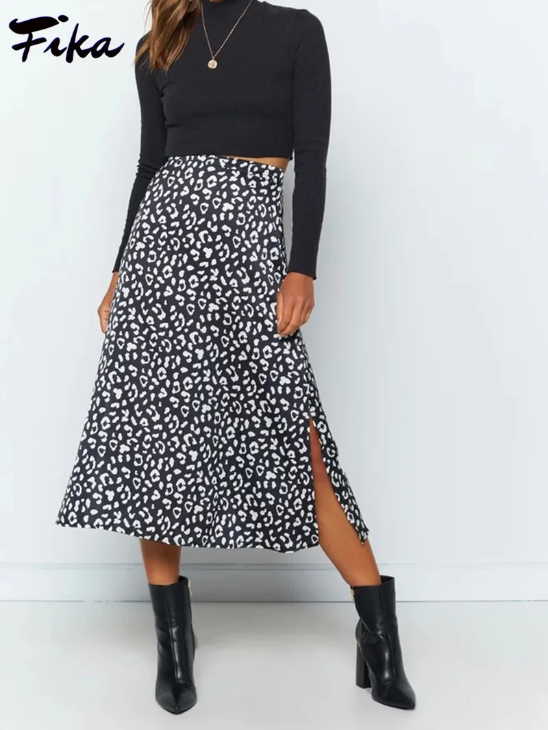 

2022 Sexy Leopard Print Chiffon Split Skirt Casual Fashion Long Skirts for Women Spring Summer Flower Print Elegant Female Skirt