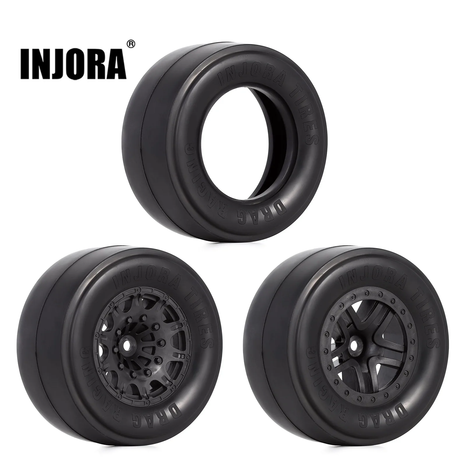 

INJORA Rear 2.2"/3.0" Drag Racing Belted Wheel Tires 2PCS for 1/10 RC Truck Car Slash 2WD Losi 22S DR10