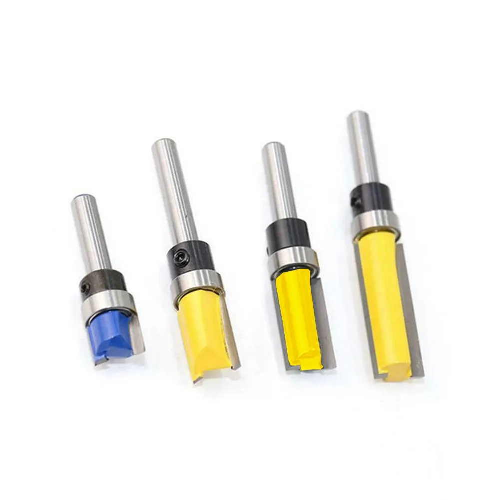 

1/4 Shank Router Bit Straight Template Cutter Tools Trim 4pcs Accessories