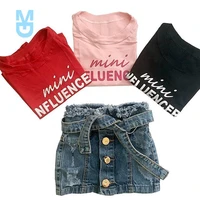new fashion trend little girls clothes set baby girls summer clothiing set t shirt tees top denim skirts outfits fille