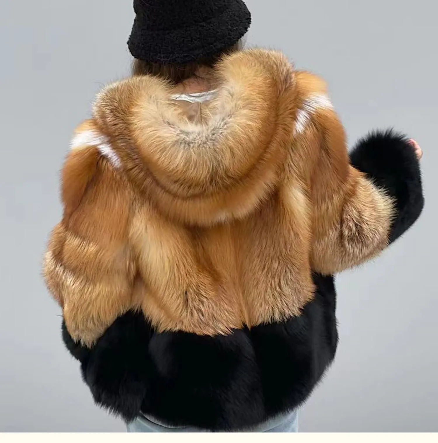 Luxury Real Fur  for Women 2022 Fashion Elegant Silver Red Fox Fur Coats Evening Party Winter Female Coat