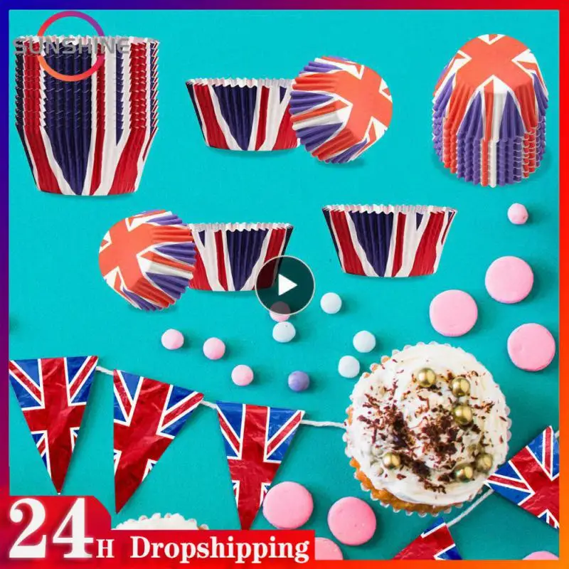 

Diy Cake Cups // Union Jack Paper Cups Creative Queen Platinum Jubilee Party Uk Paper Cup Oilproof Cake Wrapper Food-grade Paper