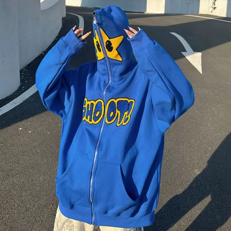 

Худи женское с надписью, уличная одежда в стиле Харадзюку, винтажный свитшот с ворсом в виде звезд, худи, повседневная одежда с капюшоном на молнии