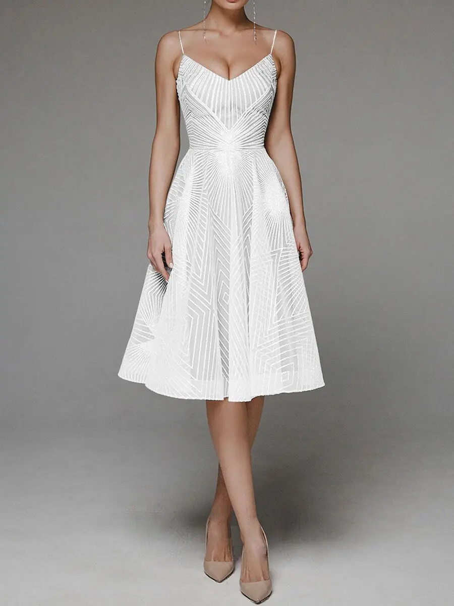 

Summer sexy backless sleeveless v-neck ladies formal party A-line spaghetti strap midi dress 2022 White/Black/Blue/Pink/Purple