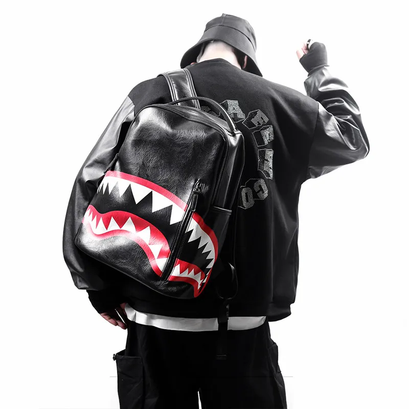 

New Arrvial Backpack Waterproof Leather Backpack School Travel Backpack Large Capacity Women Men Backpacks Shark Backpack
