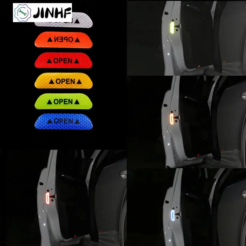 

4Pcs Car Reflective Tape Warning Mark Sticker Accessories Exterior Reflective Tape Door Decorative Stickers Car Accessories