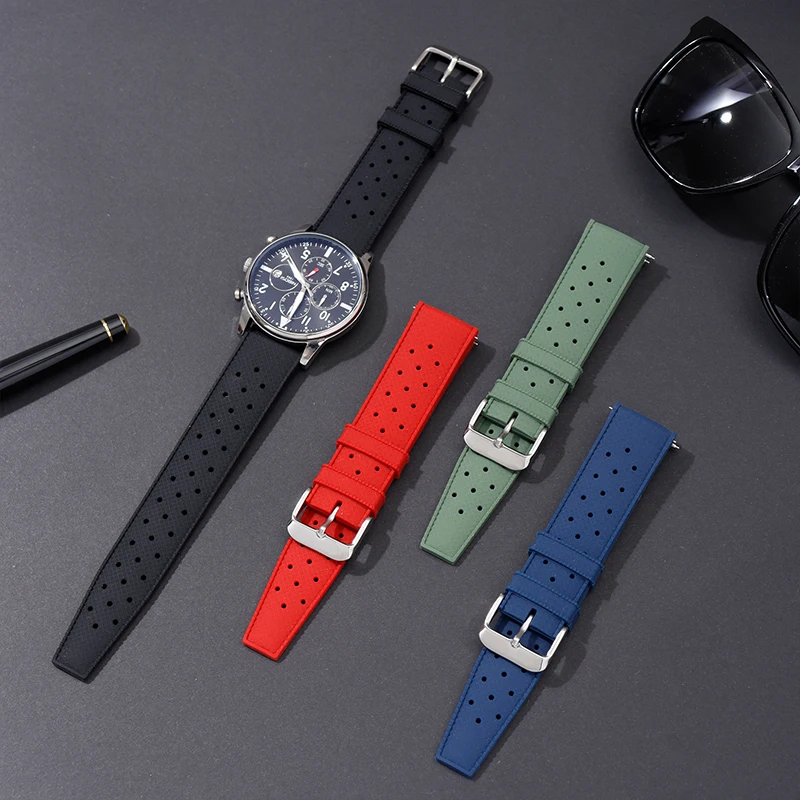 Premium Tropic Rubber Watch Strap 18mm 20mm 22mm Watch Band Diving Waterproof Watchband Black Red Green Blue Orange Bracelets