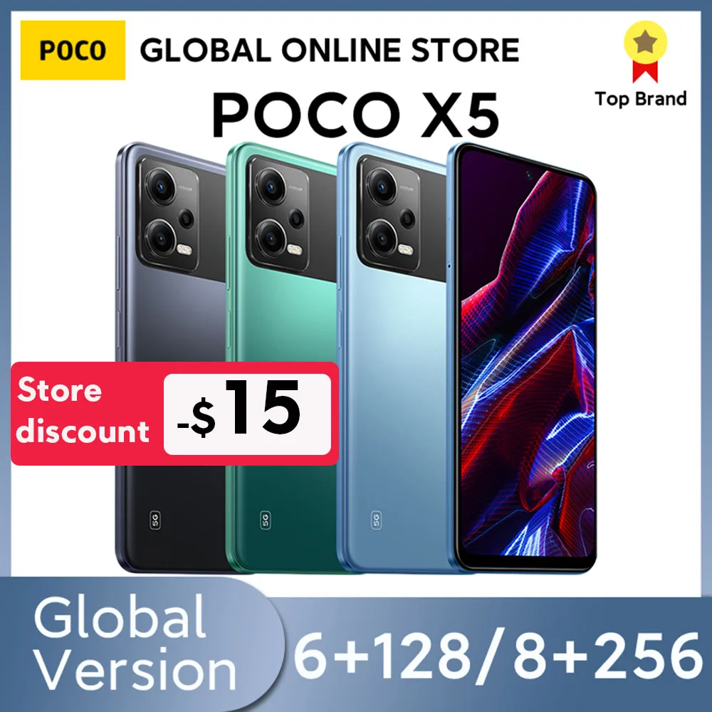 

POCO X5 5G Smartphone Global Version 128GB/256GB 6.67"120Hz AMOLED DotDisplay Snapdragon 695 Octa Core NFC 33W 5000mAh Battery