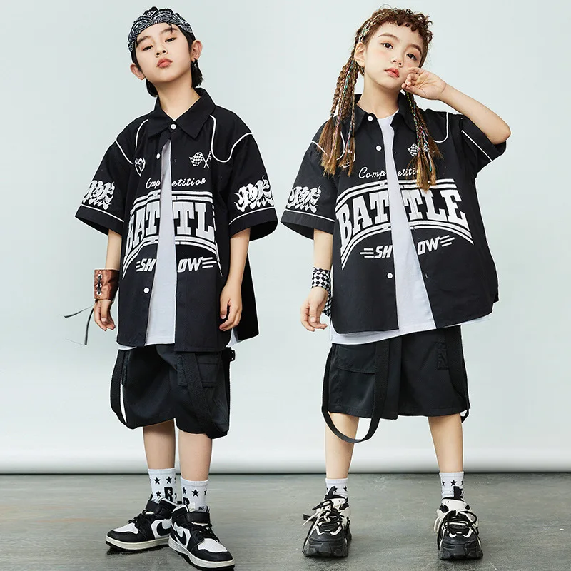 

2023 костюмы для бальных танцев в стиле хип-хоп для девочек оранжевые рубашки свободные шорты Костюм Уличная одежда для джазовых представлений для мальчиков