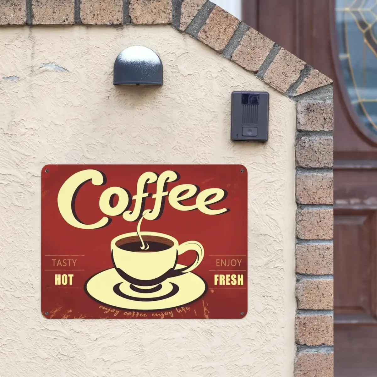 Кофе Vntge Tn Sgn Br Metl Fresh Hot Coffee Enjoy Tsty для домашнего декора двери rt Ktchen Store Rnch 12x17 nch