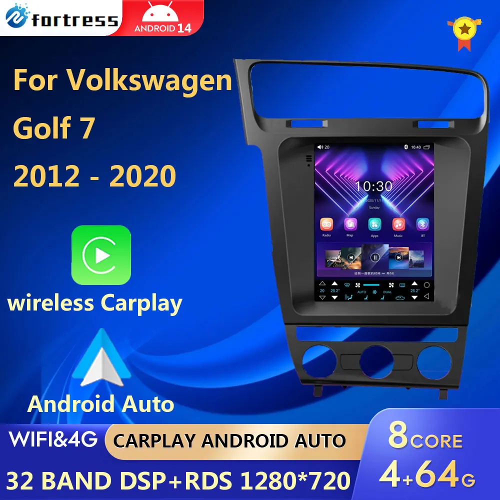 Мультимедийная магнитола для Volkswagen Golf 7 9 7-2014 2018 дюйма Android 13 2 Din